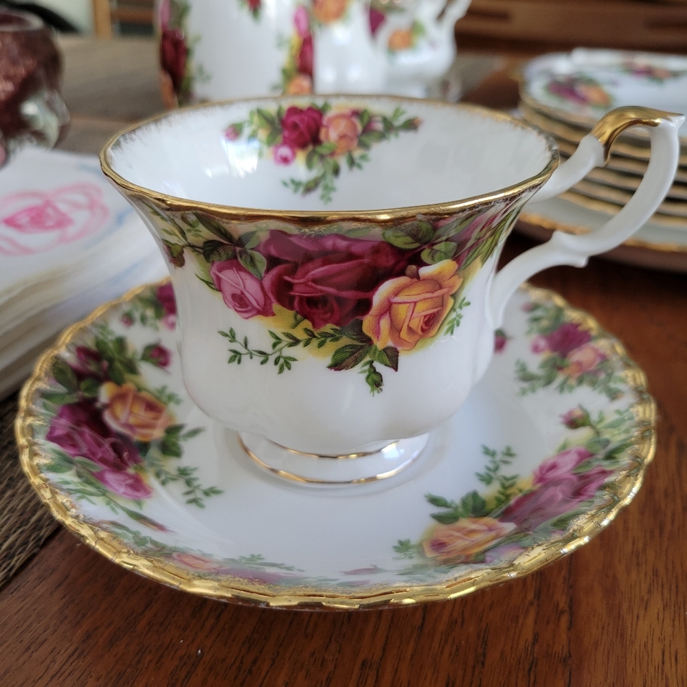 Ols Country Roses Teacup/Saucer Set of 6
